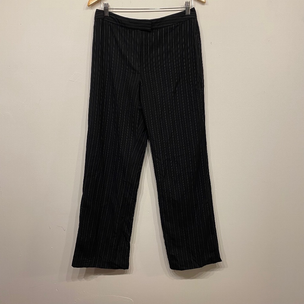 Brooks‎ Brothers Black Pinstripe Wide Leg Dark Academia Dress Office Pants 10